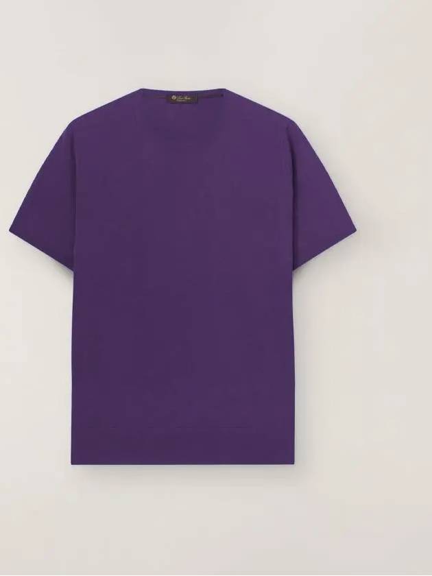 Men's Girocolo Short Sleeve T-Shirt Violet - LORO PIANA - BALAAN 3