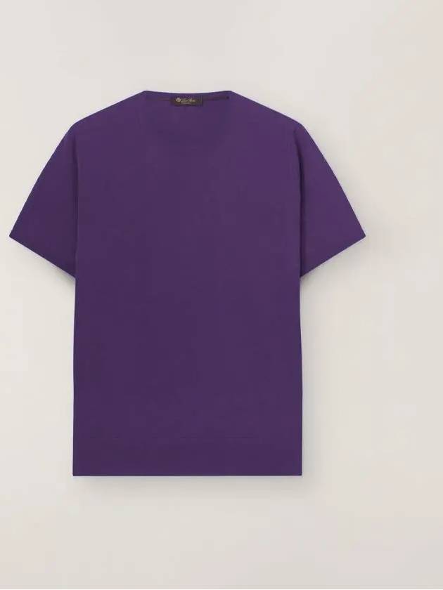 Men's Girocolo Short Sleeve T-Shirt Violet - LORO PIANA - BALAAN 2