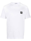 Logo Patch Cotton Short Sleeve T-Shirt White - STONE ISLAND - BALAAN 2