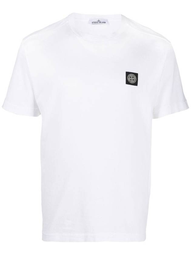 Logo Patch Cotton Short Sleeve T-Shirt White - STONE ISLAND - BALAAN 2