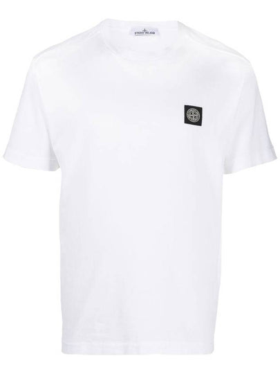 Logo Patch Cotton Short Sleeve T-Shirt White - STONE ISLAND - BALAAN 2