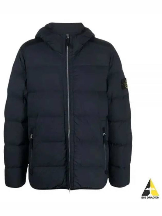 Seamless Logo Nylon Hooded Down Jacket Navy - STONE ISLAND - BALAAN 2