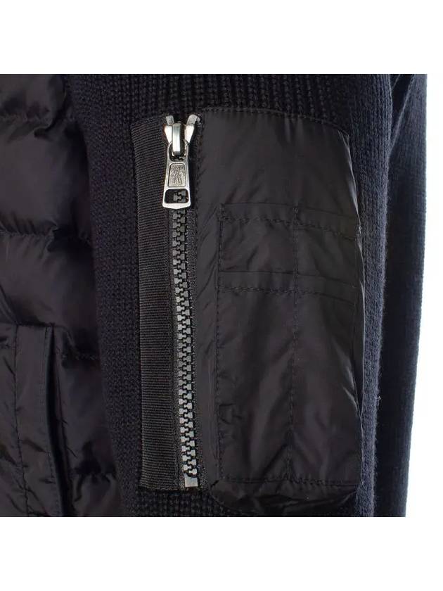 Logo Patch Padded Wool Cardigan Black - MONCLER - BALAAN 9