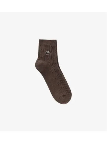 Women s Cable Ankle Socks Brown - LACOSTE - BALAAN 1