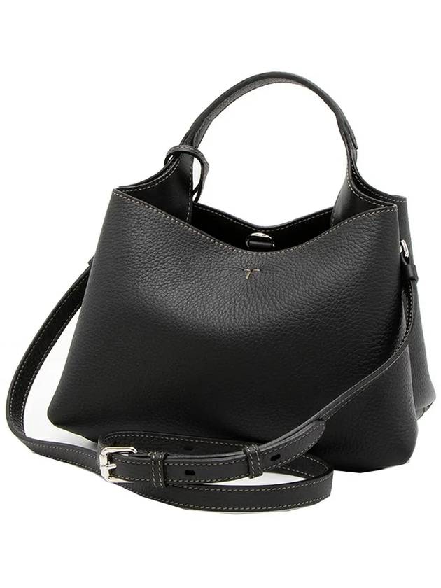 Logo Charm Leather Micro Tote Bag Black - TOD'S - BALAAN 4