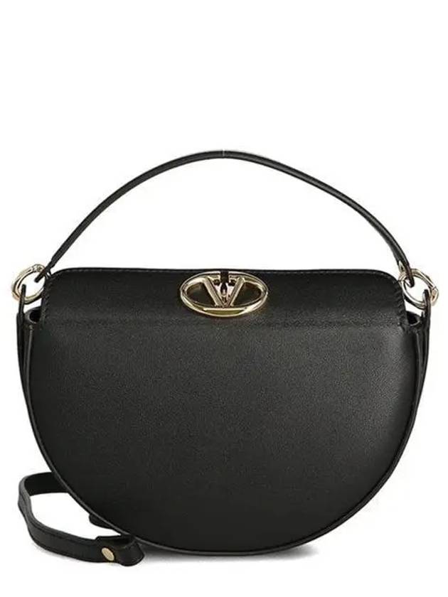 Garavani Logo Plaque Shoulder Bag Black - VALENTINO - BALAAN 2