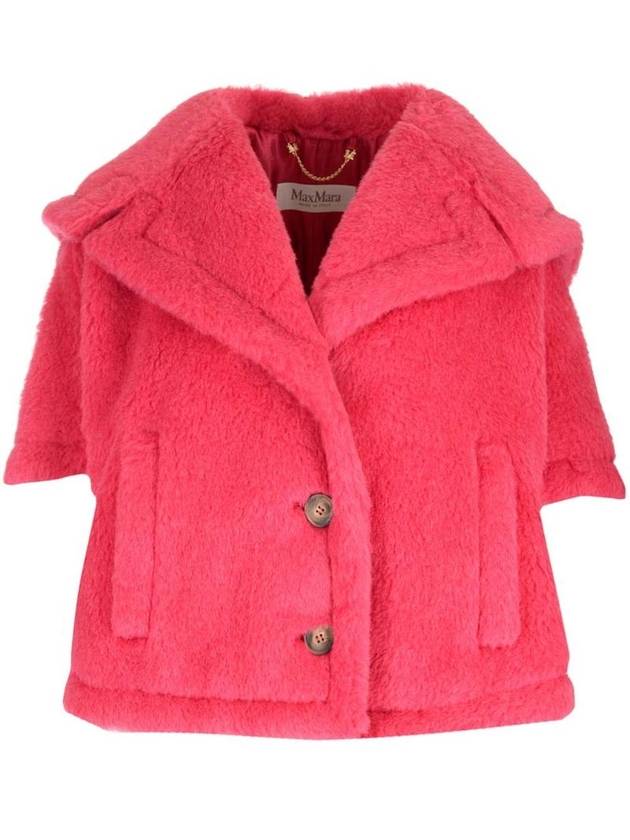 Women's CAMBUSA1 CAMBUSA1 Alpaca Wool Crop Teddy Jacket Fur Coat Pink - MAX MARA - BALAAN 1