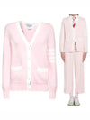 Cotton Jersey Flower 4 Bar V Neck Cardigan Light Pink - THOM BROWNE - BALAAN 2