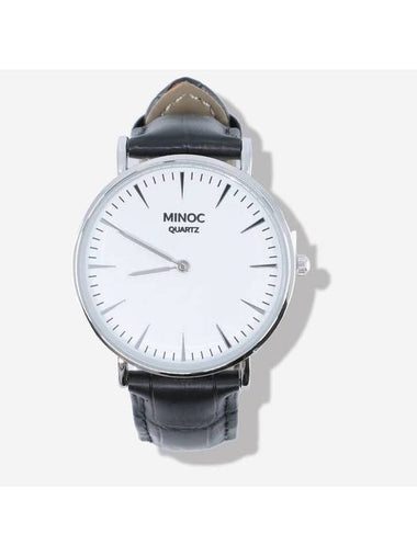 Quartz 003 Classic Leather Watch Black Silver - MINOC - BALAAN 1