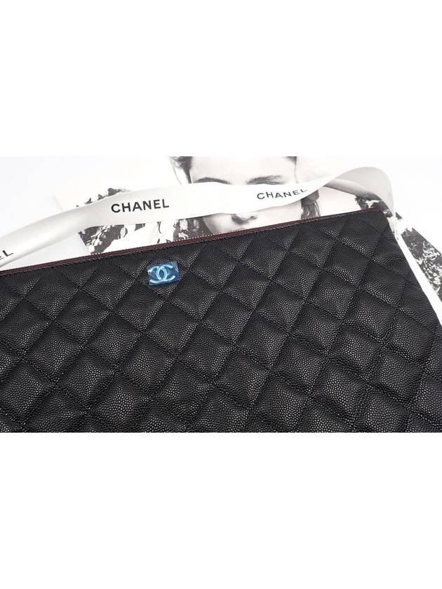 Large Classic Caviar Silver Logo Clutch Bag Black - CHANEL - BALAAN 3