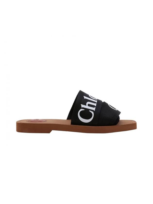 Woody Logo Canvas Strap Flat Mule Black - CHLOE - BALAAN 1