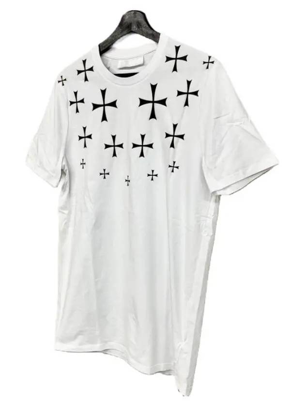 Cross Print Cotton Short Sleeve T-Shirt White - NEIL BARRETT - BALAAN 3