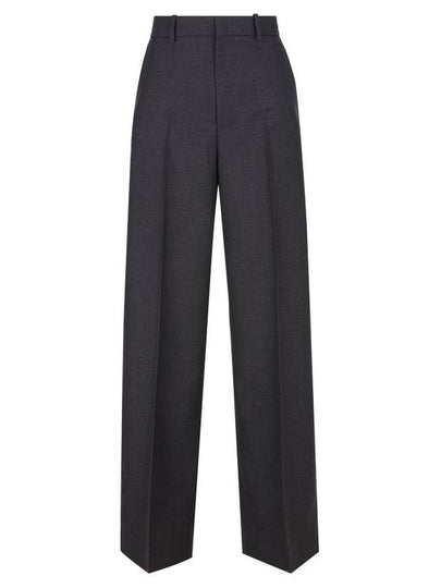 Wool Gabardine Wide Pants Dark Grey - GUCCI - BALAAN 2