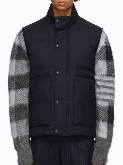 F W Twill Wool Down Padded Vest Navy MVD019X 00626 415 - THOM BROWNE - BALAAN 2