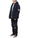 Seamless Logo Nylon Hooded Down Jacket Navy - STONE ISLAND - BALAAN 5