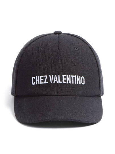 Chez Valentino Embroidered Cotton Ball Cap Black - VALENTINO - BALAAN 2