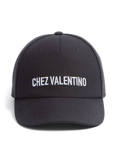 Chez Valentino Embroidered Cotton Ball Cap Black - VALENTINO - BALAAN 1