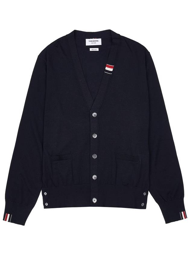 Men's Jersey Stitch V-Neck Cardigan Navy - THOM BROWNE - BALAAN 2