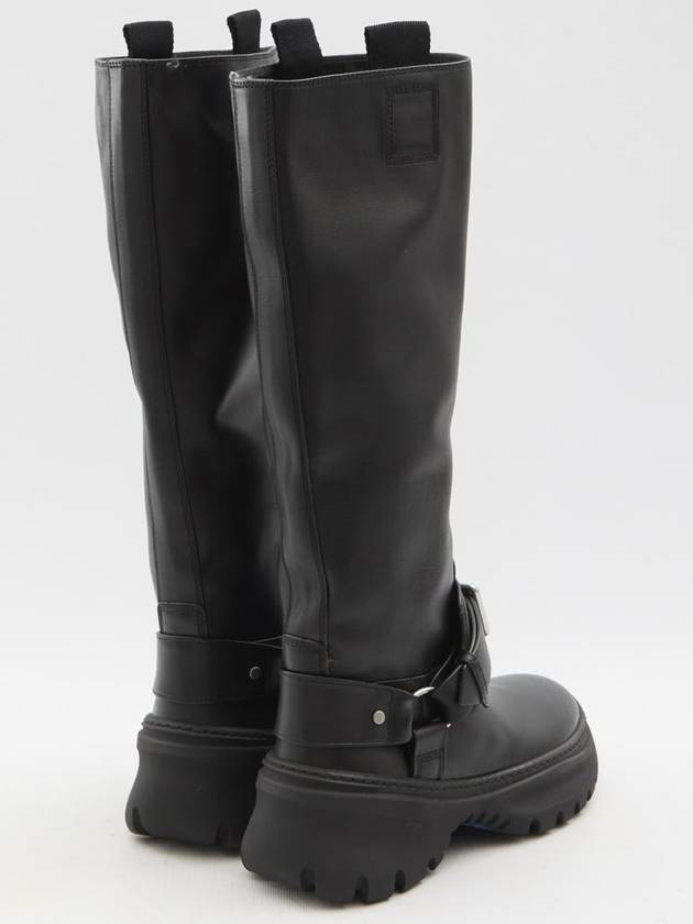 Stomp Leather Long Boots Black - BURBERRY - BALAAN 4