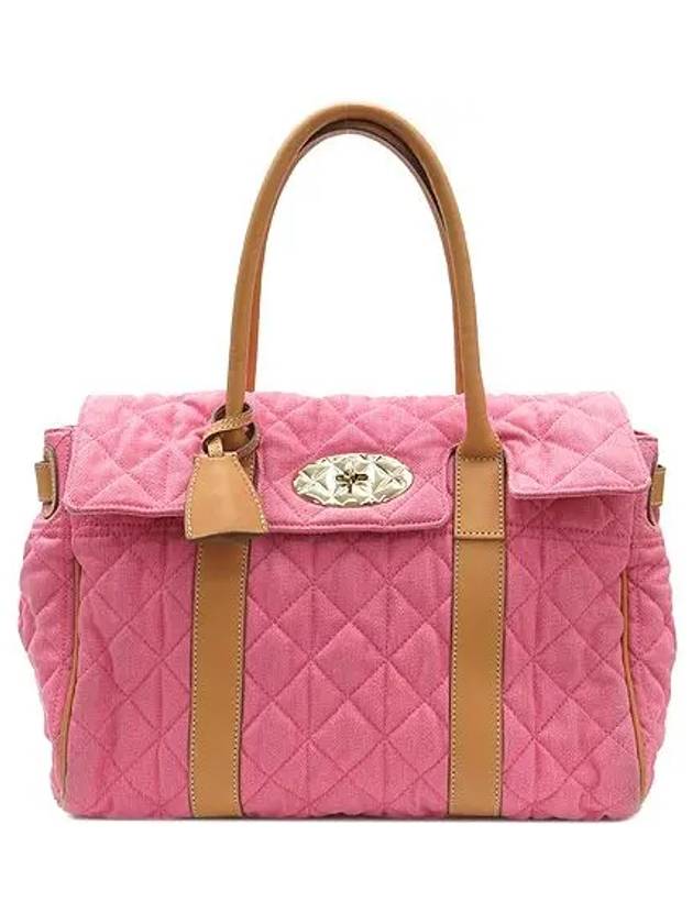 Philip Lim MULBERRY HP8523 242 Bayswater pink denim quilted leather blend gold logo tote bag - 3.1 PHILLIP LIM - BALAAN 2