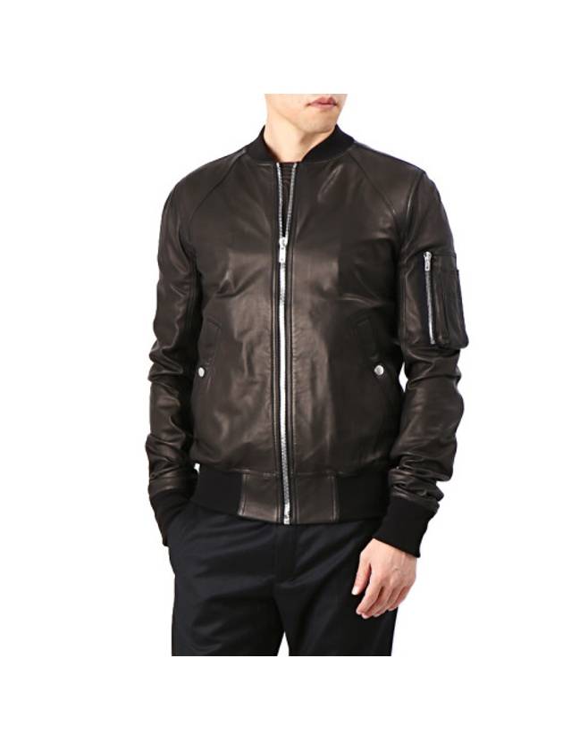 Raglan Aviation Leather Bomber Jacket Black - RICK OWENS - BALAAN 1