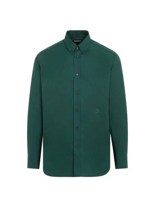 Cotton Oxford Long Sleeve Shirt Green - BURBERRY - BALAAN 2