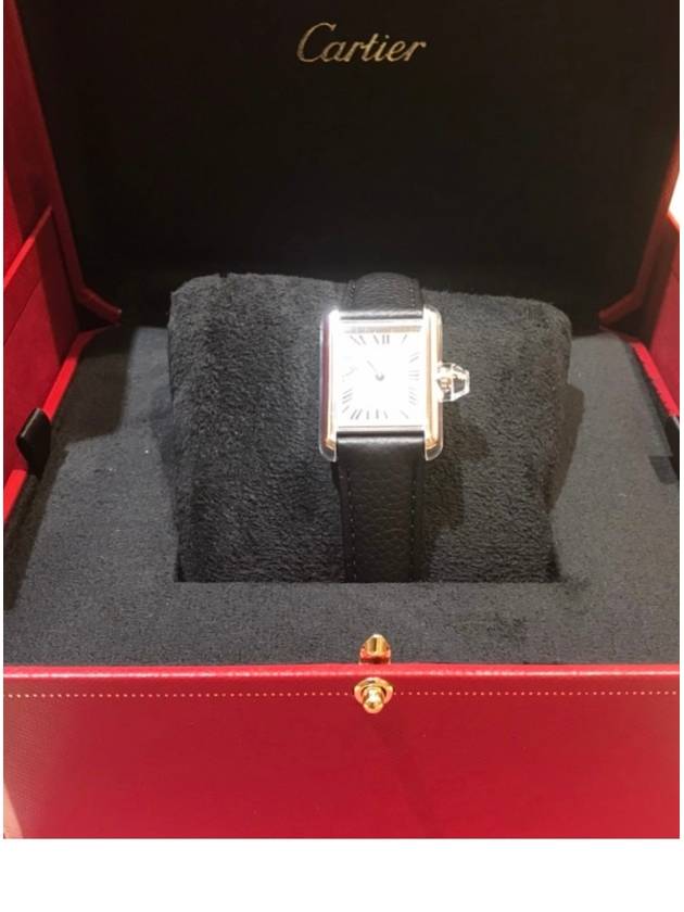 Women s Tank Must Small Leather Watch Silver Black - CARTIER - BALAAN 6