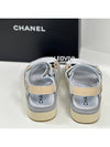 Logo Gold Velcro Suede Strap Sandals Beige Blue - CHANEL - BALAAN 6