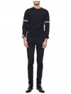 Merino Striped Crew Neck Knit Top Navy - THOM BROWNE - BALAAN 4