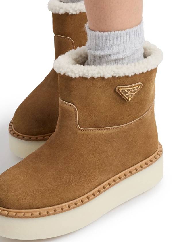 Enamel Triangle Logo Winter Boots Brown - PRADA - BALAAN 8