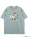 Surfing Foxes Logo Print Short Sleeve T-Shirt Sky Blue - MAISON KITSUNE - BALAAN 9