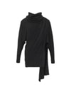 Women's Drape Wool Short Dress Black - SAINT LAURENT - BALAAN 4