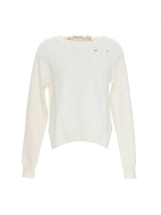 Destroyed Knit Top White - MAISON MARGIELA - BALAAN.