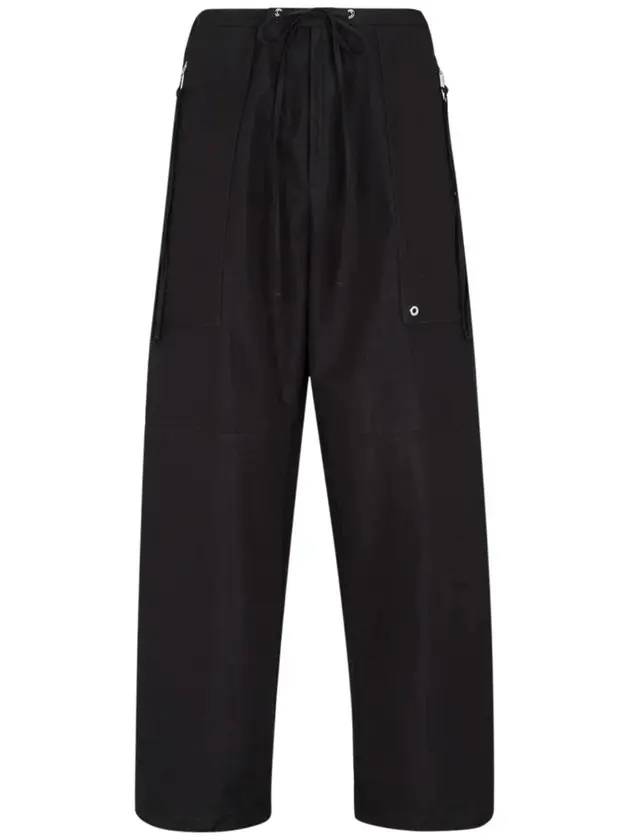 logo patch drawstring straight pants black - FENDI - BALAAN 1