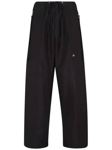 logo patch drawstring straight pants black - FENDI - BALAAN 1