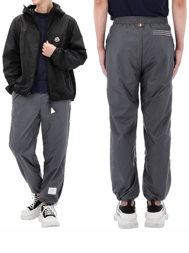 Logo Patch Ripstop Cricket Stripe Track Pants Silver - THOM BROWNE - BALAAN 1