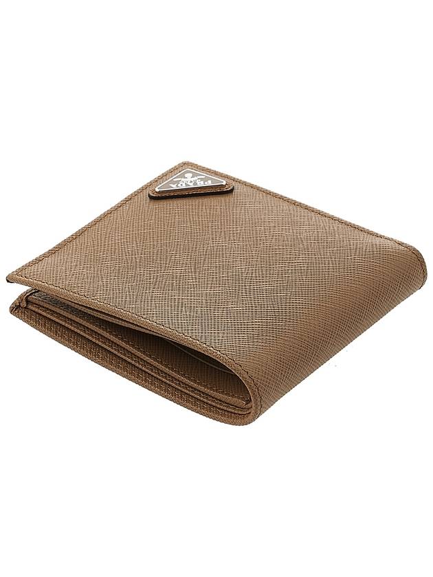 Triangle Logo Saffiano Half Wallet Caramel - PRADA - BALAAN 5