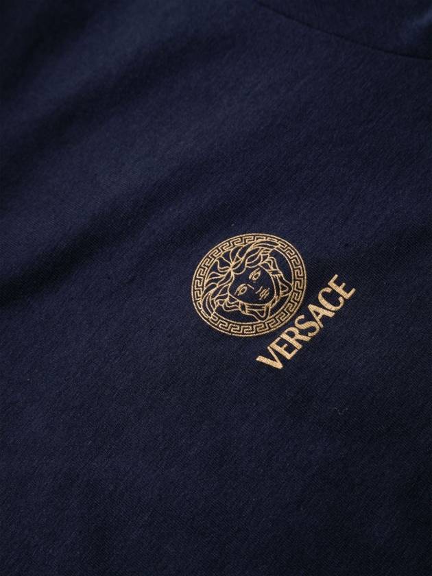 Medusa Logo Print Under Short Sleeve T-Shirt Dark Blue - VERSACE - BALAAN 4