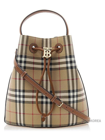 TB Leather Small Bucket Bag Beige - BURBERRY - BALAAN 2