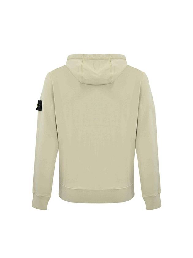 Cotton Fleece Garment Dyed Zip Up Hoodie Cream - STONE ISLAND - BALAAN 3