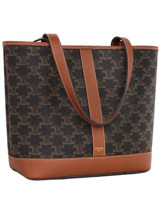 Triomphe Canvas Calfskin Tote Bag Brown Black - CELINE - BALAAN 4