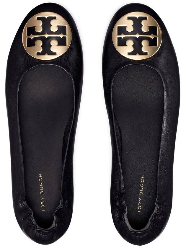 Logo Leather Ballerina Flat Black - TORY BURCH - BALAAN 4