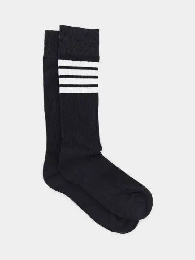 4-Bar Athletic Mid Calf Cotton Socks Navy - THOM BROWNE - BALAAN 2