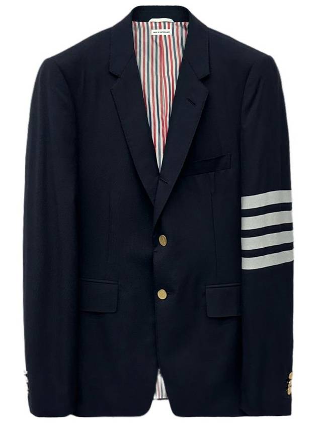 Navy Loopback Jersey Knit 4-Bar Sport Coat - THOM BROWNE - BALAAN.