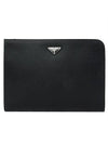 Document Saffiano Clutch Bag Black - PRADA - BALAAN.