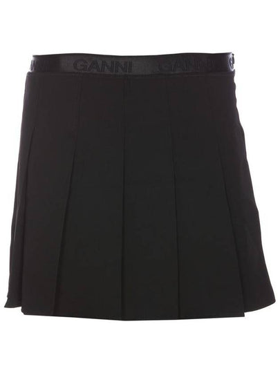 Light Twill Mini Pleated Skirt Black - GANNI - BALAAN 2