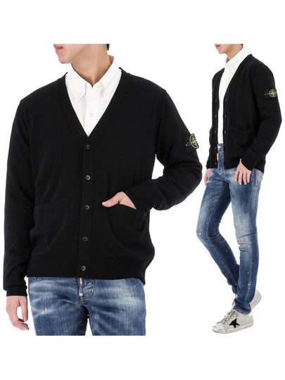 Compass Badge Wool Cardigan Black - STONE ISLAND - BALAAN 2