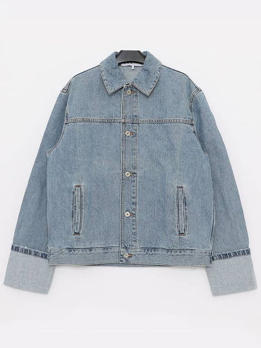 Fisherman Turn Up Denim Jacket Blue - LOEWE - BALAAN 2