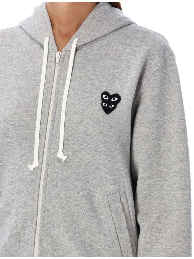 Double heart patch hooded zip up gray - COMME DES GARCONS PLAY - BALAAN 4