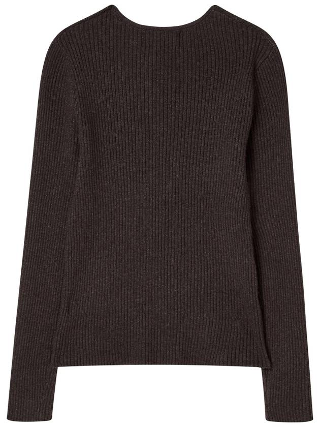 Diagonal neckline slim ribbed knit Charcoal gray - THE GREEN LAB - BALAAN 5